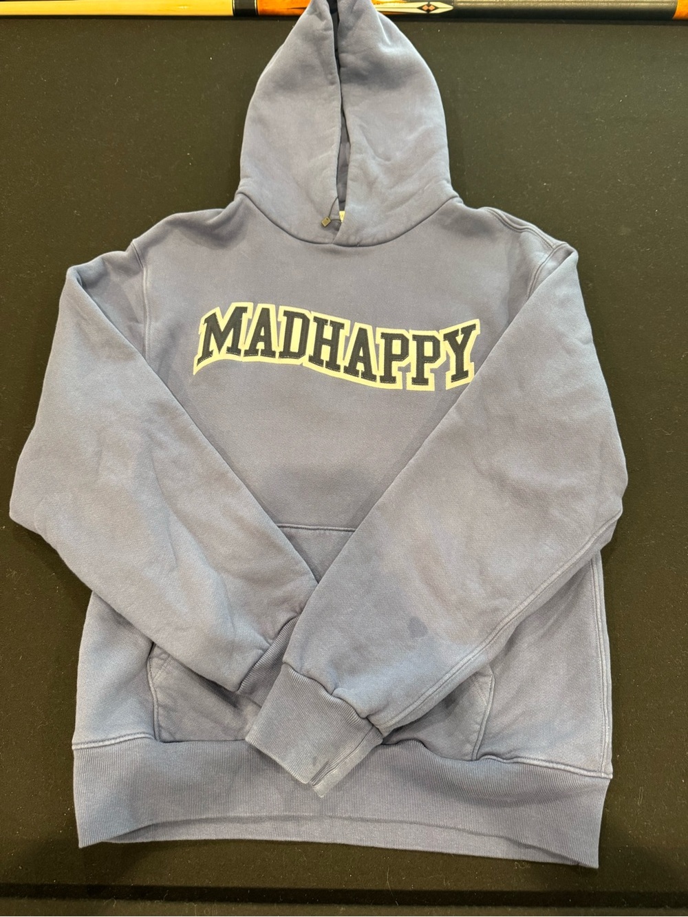 Madhappy Light Blue Pullover Hoodie with Yellow Brand Tag